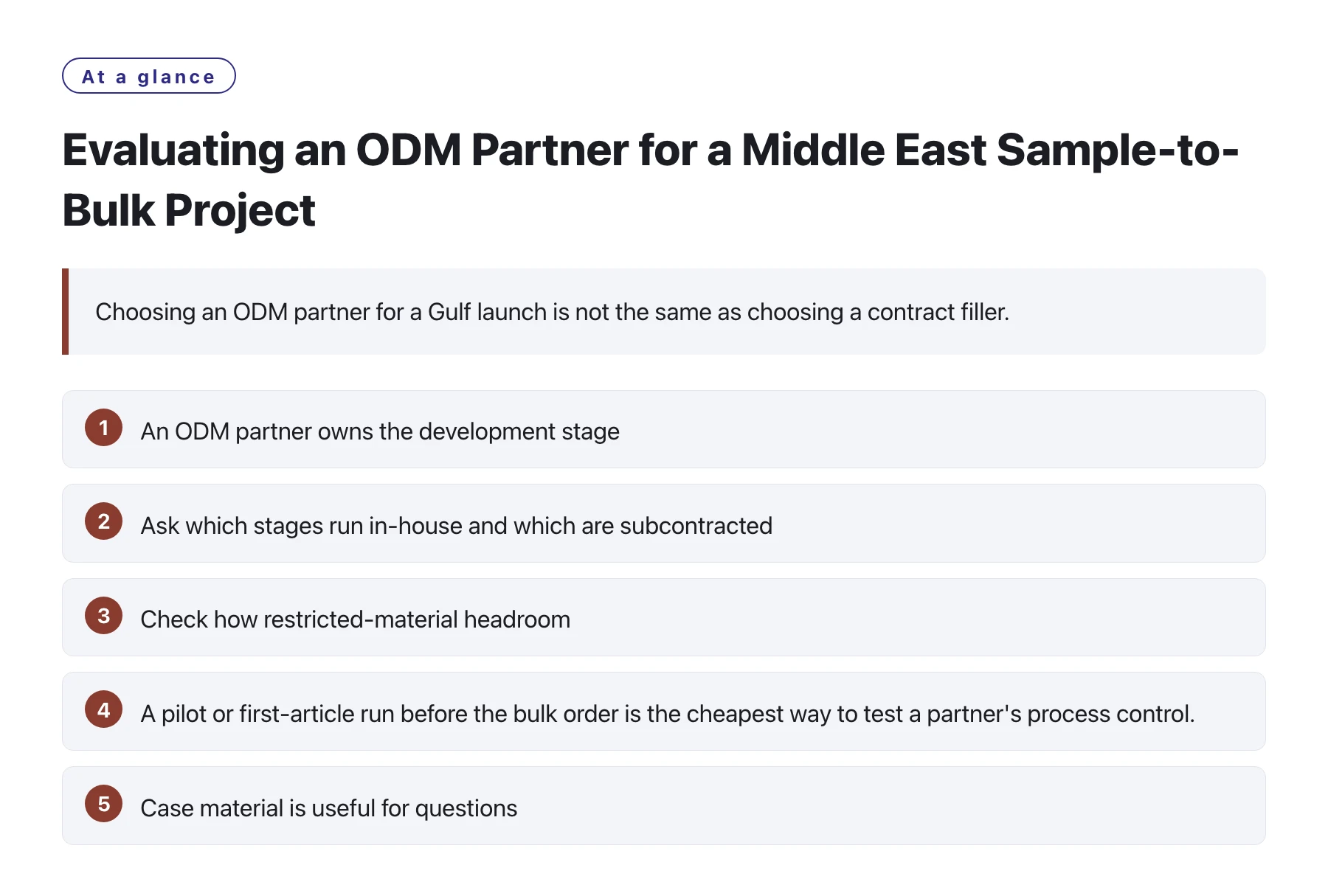 Evaluating an ODM Partner for a Middle East Sample-to-Bulk Project——全文要点速览
